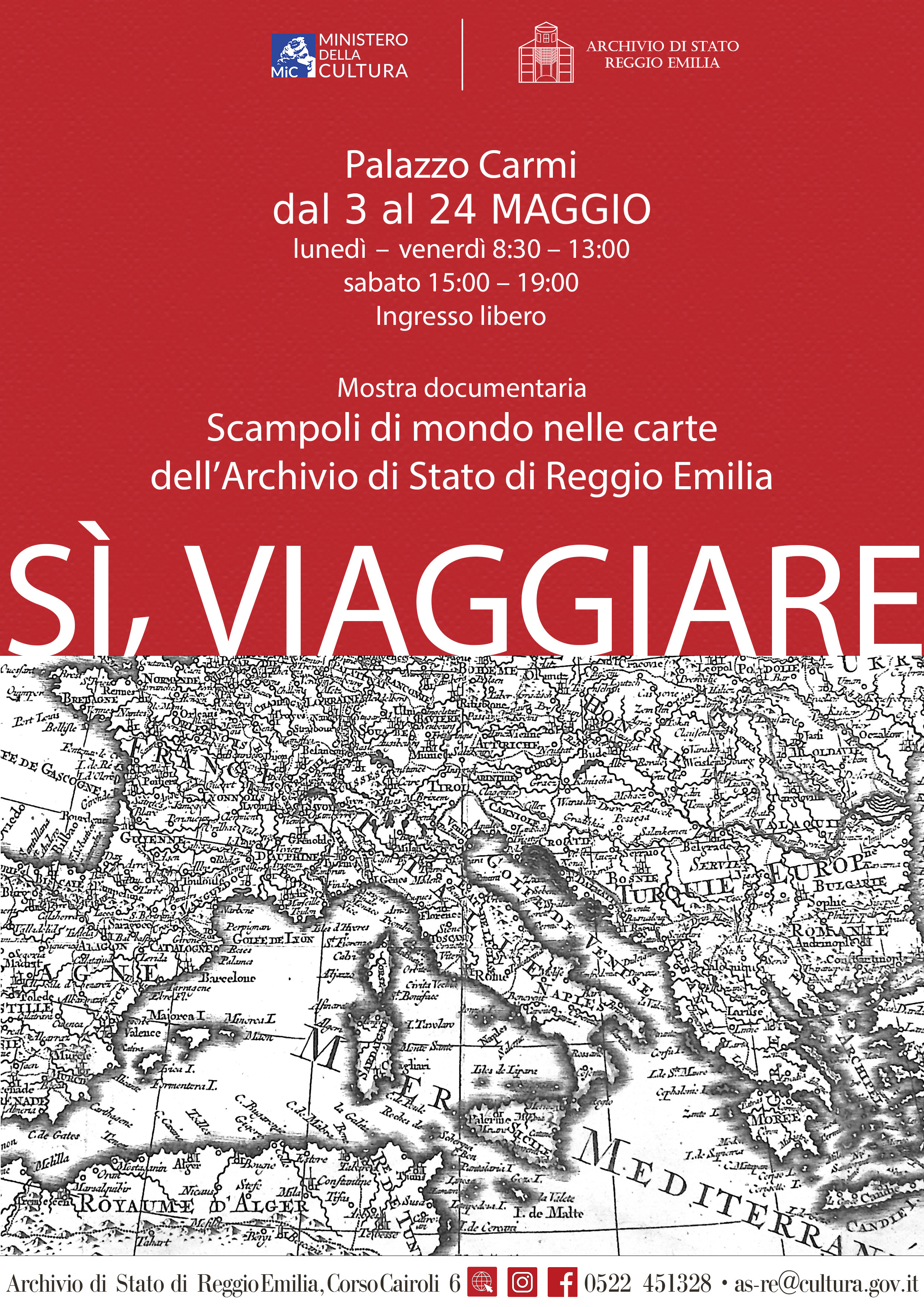 Locandina mostra documentaria Sì, viaggiare