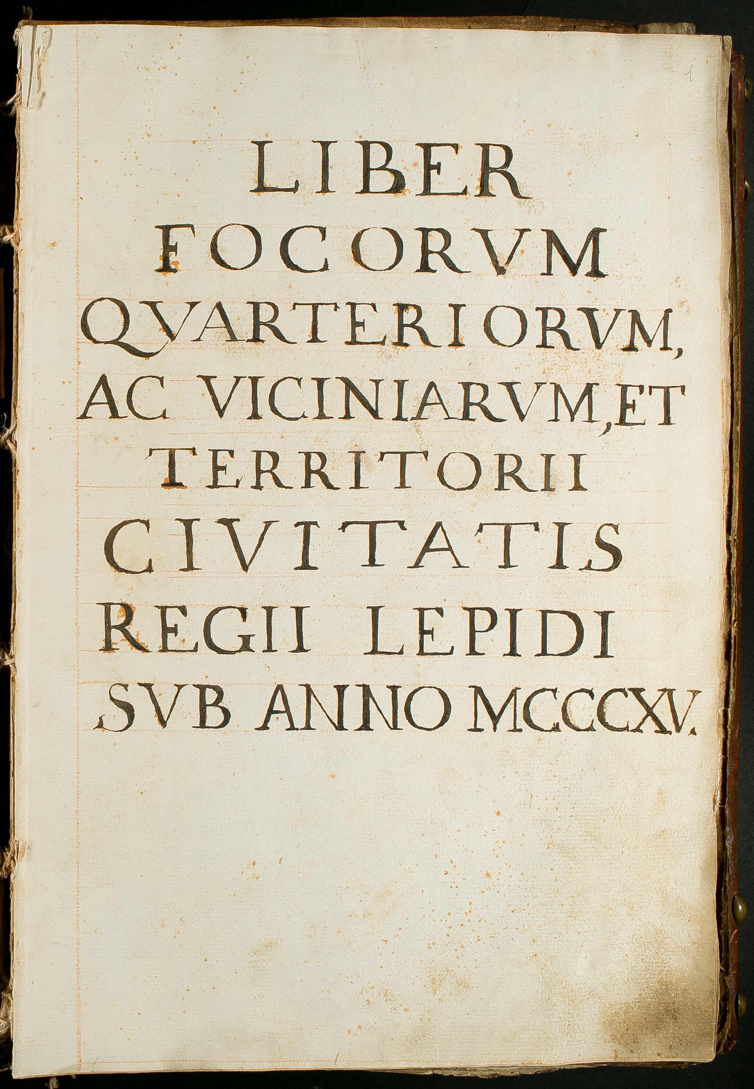 Frontespizio del "Liber focorum..."