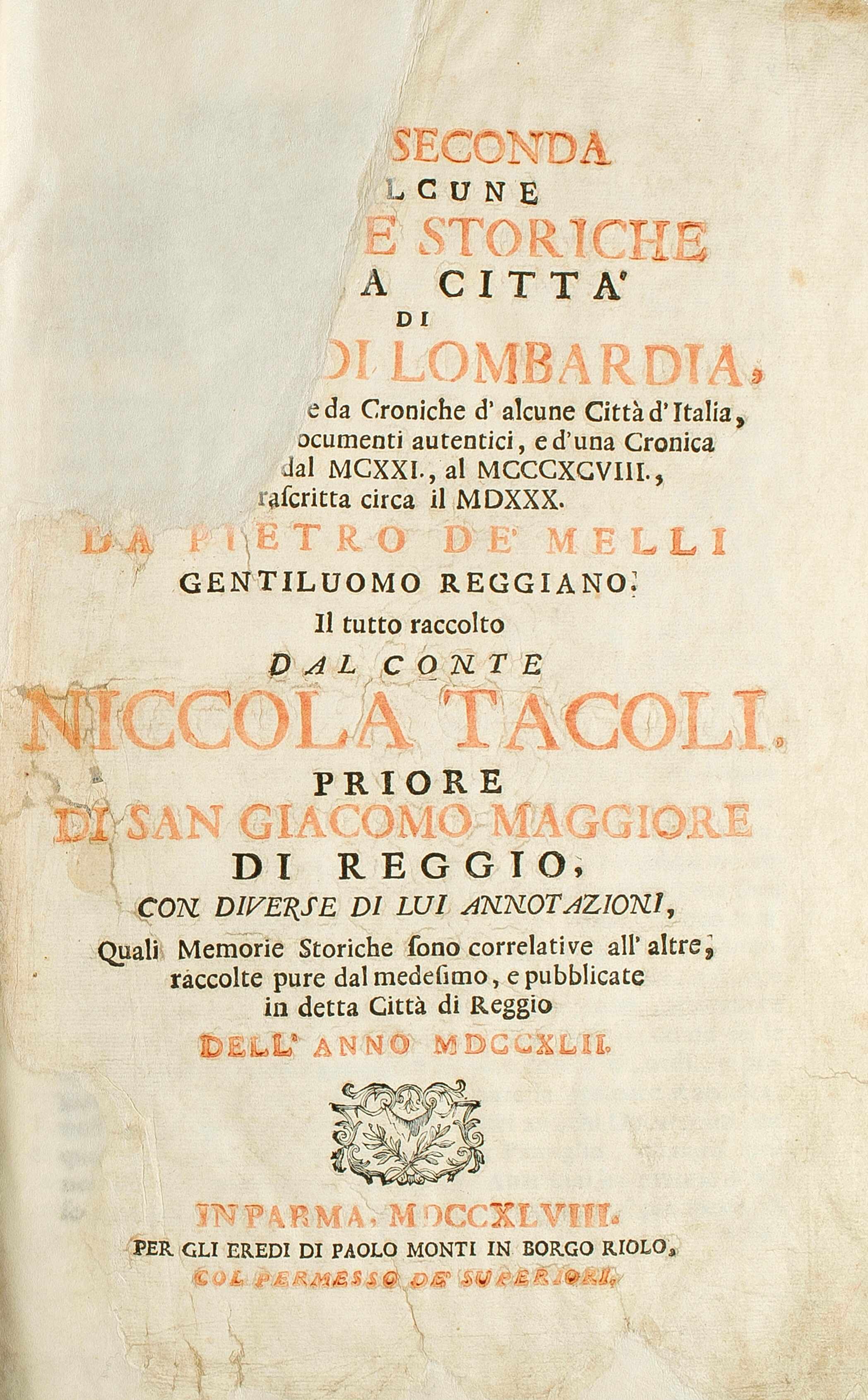 Pagina della trascrizione del "Liber focorum..."
